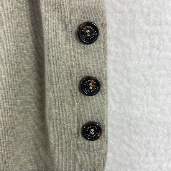 Brunello Cucinelli taupe tan knit side button asymmetrical tank top. Size XL - Picture 8 of 11
